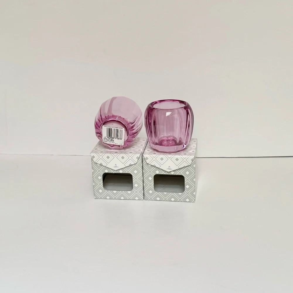 Villeroy & Boch Colored DeLight Rose Crystal Tealight Candle Holders Set of 2